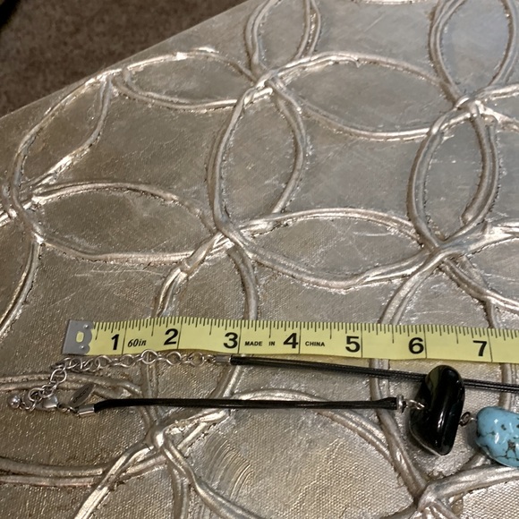 Chicos Black and Turquoise stone 21 inch necklace with silver accents. - Picture 10 of 12